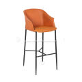 Orange saddle leather stainless steel bar stool